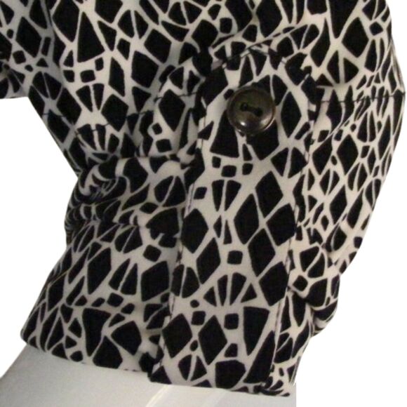LAUNDRY by SHELLI SEGAL Dress, 8, Black/White Geometric print Surplice, Long slv - Picture 6 of 12